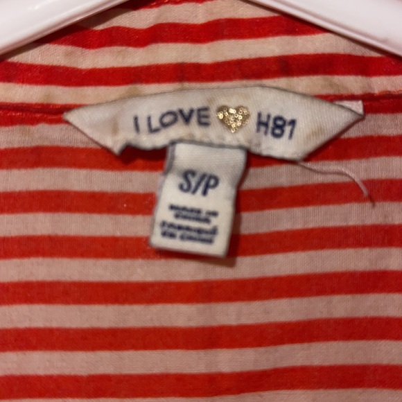Size Small red stripped button up crop top. - Picture 3 of 3